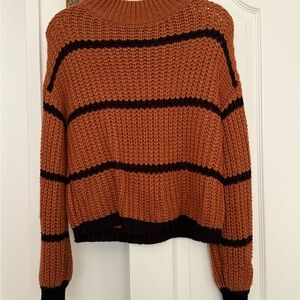 Striped Knit Sweater - Brown and Black